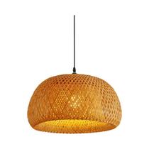 Luminária de Bambu Natural 30cm - Lustre de Vime Rattan E27 LED - Feito à Mão
