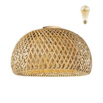 Luminária De Bambu Teto Artesanal Fibra Natural Nat65 + Led