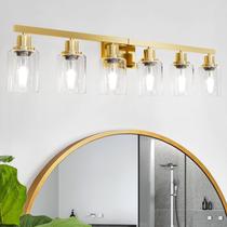 Luminária de banheiro DIKAIDA 6-Light 96,8 cm em ouro escovado Luminária de banheiro DIKAIDA 6-Light 96,8 cm em ouro escovado