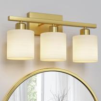 Luminária de banheiro PARTPHONER 3 luzes em ouro escovado