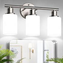 Luminária de banheiro Zarbitta Brushed Nickel 3-Light Luminária de banheiro Zarbitta Brushed Nickel 3-Light