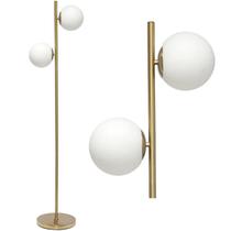 Luminária de Chão 162cm Jabuticaba 2 Globos Vidro Dourada Pedestal Coluna Piso Gimpo KJTD-710-GOLD