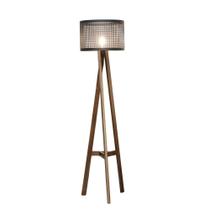 Luminária de Chão Aila Metal Preto com Base em Madeira 153cm - 69306 Luminária de Chão Aila Metal Preto com Base em Madeira 153cm - 69306