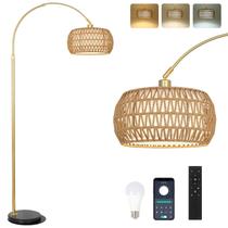 Luminária de chão ajustável em arco dourado eyassi com controle remoto de 156-185 cm