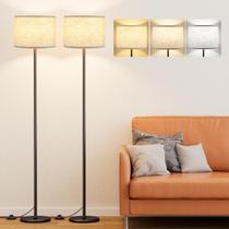 Luminária de Chão Ambimall 2 Unidades 152cm Cúpula Bege Haste Preta