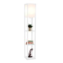 Luminária de chão Brightech Maxwell com prateleira e lâmpada LED - branca