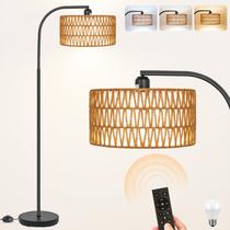 Luminária de chão Brilvibera Boho Rattan Double Shade 9W LED Luminária de chão Brilvibera Boho Rattan Double Shade 9W LED