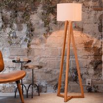 Luminária De Chão Classic Abajur Cúpula Tecido Pés Em Madeira Sala Quarto - AV Luminária De Chão Classic Abajur Cúpula Tecido Pés Em Madeira Sala Quarto - AV