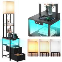 Luminária de chão (complemento), luz noturna de 11 cores, 2 portas USB e 1 tomada