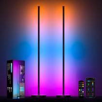 Luminária de chão de canto Eastfine 146 cm RGB LED, pacote com 2 aplicativos remotos Luminária de chão de canto Eastfine 146 cm RGB LED, pacote com 2 aplicativos remotos