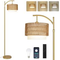 Luminária de Chão Dourada Eyassi Ajustável com LED Regulável e Controle Remoto Luminária de Chão Dourada Eyassi Ajustável com LED Regulável e Controle Remoto
