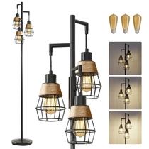 Luminária de chão em cada 173 cm, sem degraus, regulável, 3 lâmpadas, preta