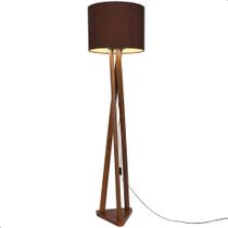 Luminária de Chão Estrela com Pés de Madeira e Tecido Sapucaia Marrom 162cm