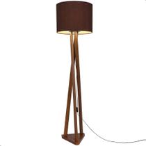 Luminária de Chão Estrela com Pés de Madeira e Tecido Sapucaia Marrom 162cm