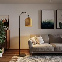 Luminária de chão Ezeelum 168cm Rattan Shade Boho Rustic