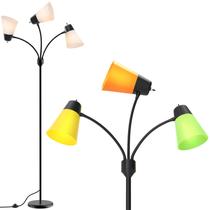 Luminária de chão FOLKSMATE LED de 3 luzes ajustável preta