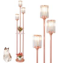 Luminária de chão HMVPL Pink Crystal com prateleiras de 66,1" para sala de estar