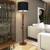 Luminaria De Chão Imperial DMOB Com Detalhe Preto No Pé Com Cúpula em Tecido