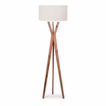 Luminaria de Chão Livorno Cupula Algodão Cru com Estrutura Imbuia 198 cm - 72648 Luminaria de Chão Livorno Cupula Algodão Cru com Estrutura Imbuia 198 cm - 72648