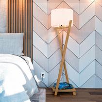 Luminária De Chão Luna Abajur Cúpula Tecido Pés Em Madeira Sala Quarto - AV Luminária De Chão Luna Abajur Cúpula Tecido Pés Em Madeira Sala Quarto - AV