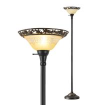 Luminária de chão Luvkczc Torchiere 70cm vitoriana com vidro gravado