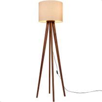 Luminária de Chão Madri com Pés de Madeira e Tecido Mônaco Bege 158cm Luminária de Chão Madri com Pés de Madeira e Tecido Mônaco Bege 158cm