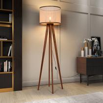 Luminária De Chão Madri Cúpula Indiana Bivolt Pés De Madeira Maciça