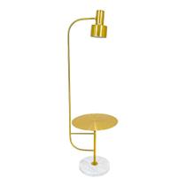 Luminaria de Chão Mesinha Suporte Metal Dourado Base Marmore Luminaria de Chão Mesinha Suporte Metal Dourado Base Marmore