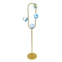 Luminaria de Chão Metal Dourado Esferas Azul Moderno Luminaria de Chão Metal Dourado Esferas Azul Moderno