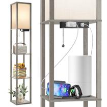 Luminária de chão OUTON com prateleiras LED 3 cores, temperatura, cinza