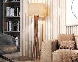 Luminaria de Chão para Sala Luxo Cúpula Palha