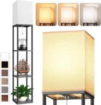 Luminária de Chão PARTPHONER 160 cm com 3 Lâmpadas LED CCT e Prateleiras