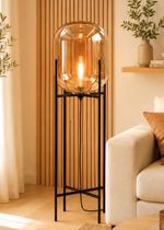 Luminária de Chão Piso 100cm Globo Vidro Âmbar Coluna Pedestal Moderno Industrial LV-AMB-3 Gimpo