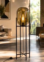 Luminária de Chão Piso 100cm Globo Vidro Fumê Cinza Espelhada Coluna Pedestal LV-ASH-3 Gimpo Luminária de Chão Piso 100cm Globo Vidro Fumê Cinza Espelhada Coluna Pedestal LV-ASH-3 Gimpo