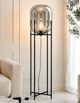 Luminária de Chão Piso 160cm Globo Vidro Fumê Cinza Espelhada Coluna Pedestal LV-ASH-5 Gimpo
