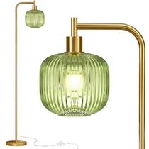 Luminária de chão QiMH Glass Ribbed Abajur 170 cm em ouro escovado