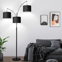 Luminária de chão regulável Nintiue 203 cm 3-LED Black Shades