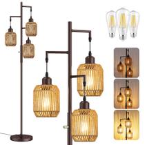 Luminária de chão ROTTOGOON 68" Boho Rattan 3x6W LED regulável Luminária de chão ROTTOGOON 68" Boho Rattan 3x6W LED regulável