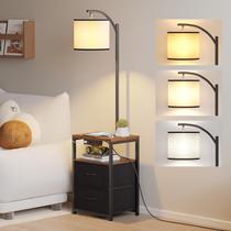 Luminária de chão SUNMORY com mesa, 2 gavetas, porta USB