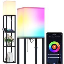 Luminária de chão SUNMORY RGB dimerizável com prateleiras e controle por app
