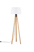 Luminária de Chão Tripé 178cm Madeira Castanho Cúpula Branca Madelustre Luminária de Chão Tripé 178cm Madeira Castanho Cúpula Branca Madelustre