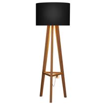 Luminária De Chão Tripé Celta Com Cúpula Abajur Black/Nature