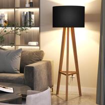 Luminária De Chão Tripé Celta Com Cúpula Abajur Black/Nature Luminária De Chão Tripé Celta Com Cúpula Abajur Black/Nature