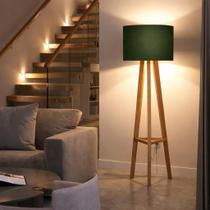 Luminária De Chão Tripé Celta Decor Com Cúpula Pés Madeira Natural Luminária De Chão Tripé Celta Decor Com Cúpula Pés Madeira Natural