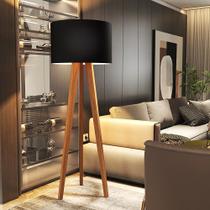 Luminária De Chão Tripé Delta Com Cúpula Abajur Black/Nature Luminária De Chão Tripé Delta Com Cúpula Abajur Black/Nature