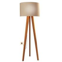 Luminária De Chão Tripé Delta Com Cúpula Abajur Off White/Nature