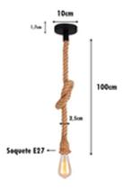 Luminária De Corda Rústica Bocal E27 1 mt Duplo S/ Lâmpada Retrô - lux mundo