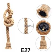 Luminária De Corda Rústica Bocal E27 1 mt Duplo S/ Lâmpada Retrô - lux mundo