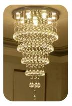 Luminária De Cristal Até 2,50m Base De Inox 50cm De Diâmetro Luminária De Cristal Até 2,50m Base De Inox 50cm De Diâmetro