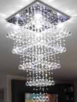 Luminária De Cristal Legítimos k9 Com Base De Inox Espelhado 45x45cm Para Pé Direito Duplo Luminária De Cristal Legítimos k9 Com Base De Inox Espelhado 45x45cm Para Pé Direito Duplo